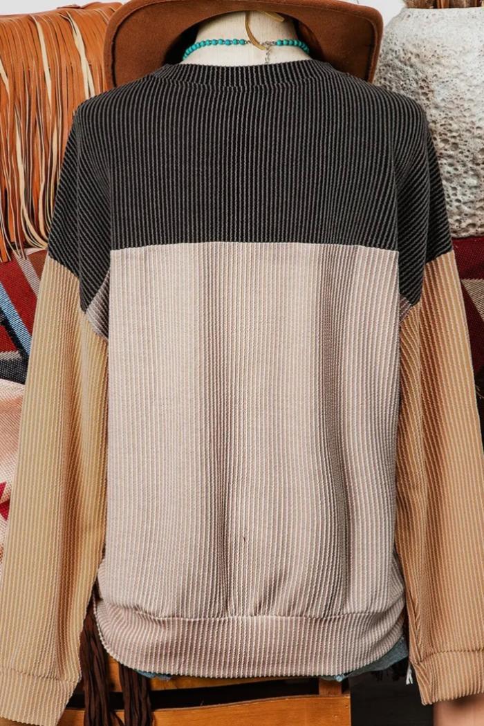 Colorblock Loose Sleeve Top Product Image