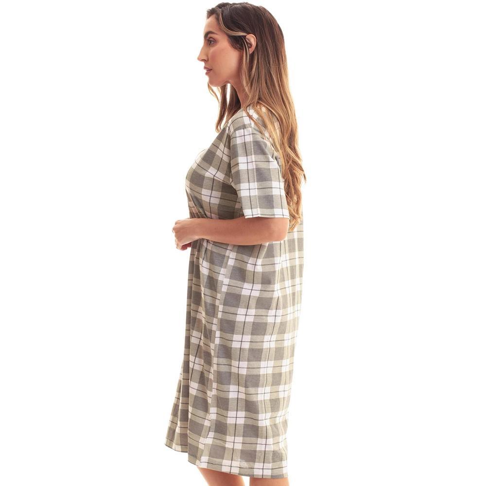 Just Love Womens Nightgown - Short Sleeve Henley Oversized Sleepwear Gown 4360-10018-GRY-XL Product Image