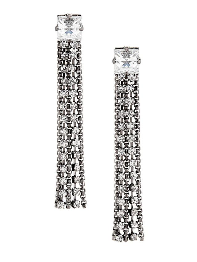 Womens Gunmetal-Tone & Crystal Chain Drop Earrings Product Image