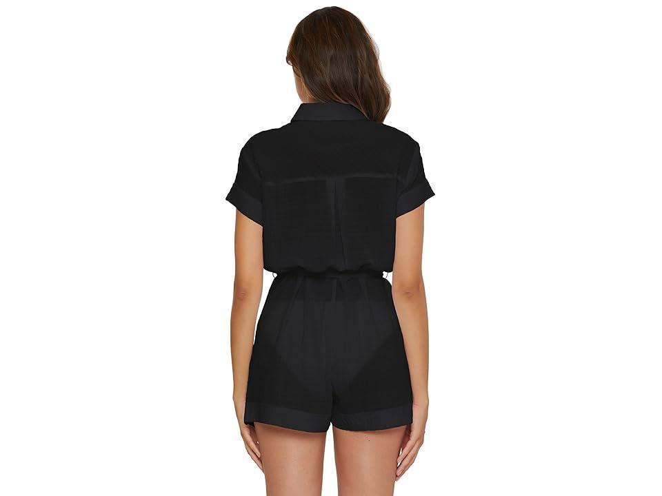 BECCA Cabana Textured Button Front Romper cover-up Women's Dress Product Image