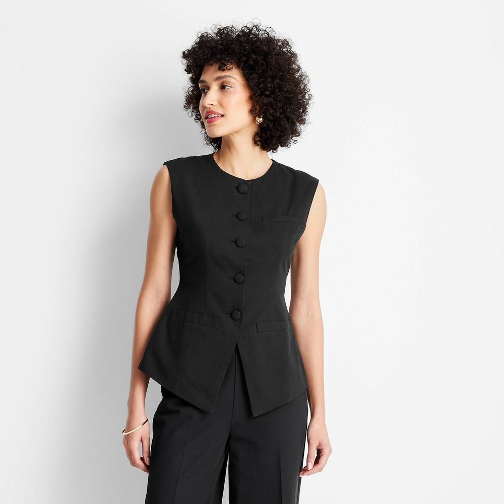 Womens Sleeveless Button-Front Waistcoat - Future Collective with Jenee Naylor Black 14 Product Image