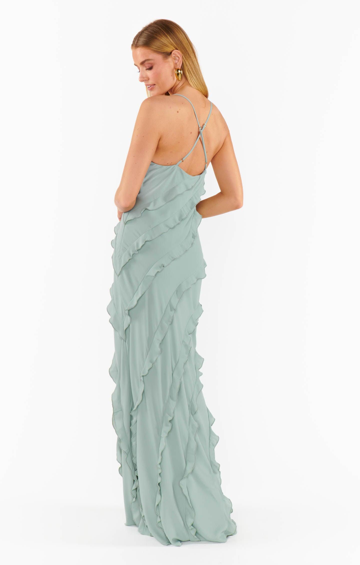 Romance Ruffle Dress ~ Silver Sage Crisp Product Image