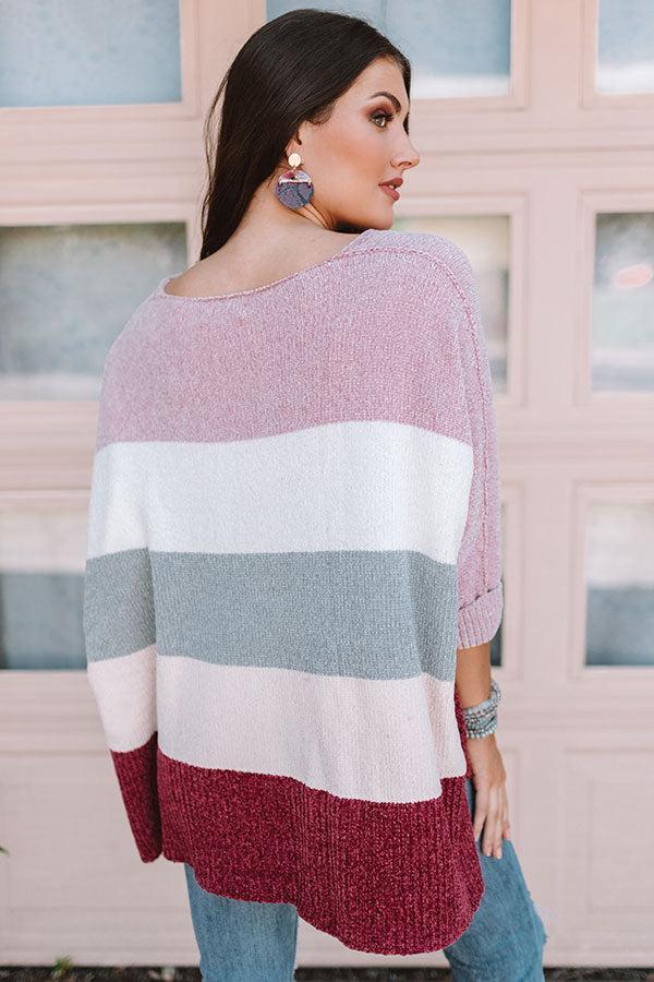 North Shore Chenille Color Block Sweater In Blush Product Image