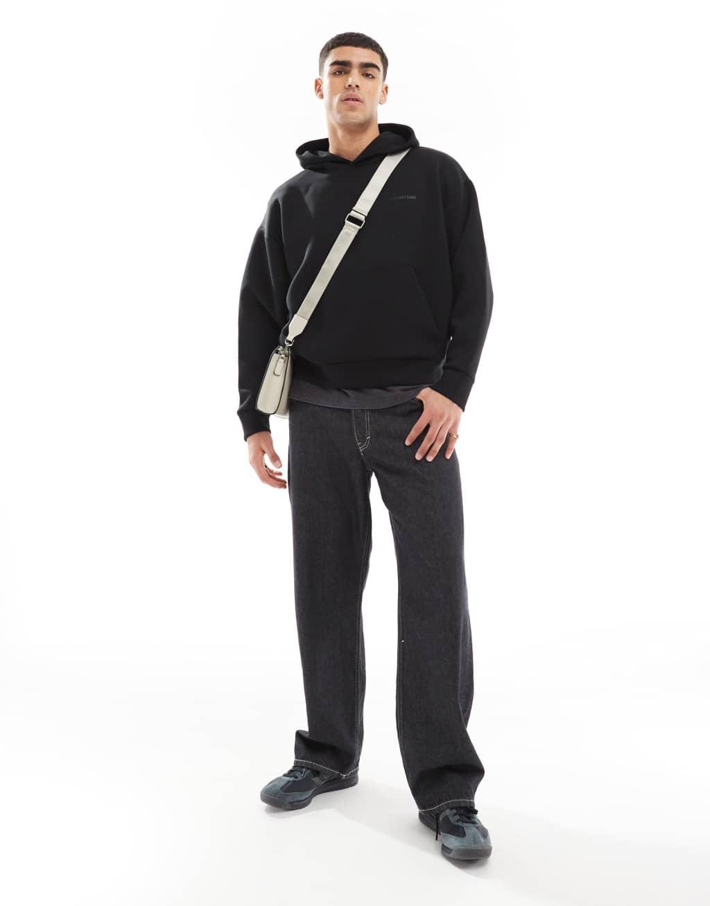 Jack & Jones oversized scuba hoodie in black Product Image