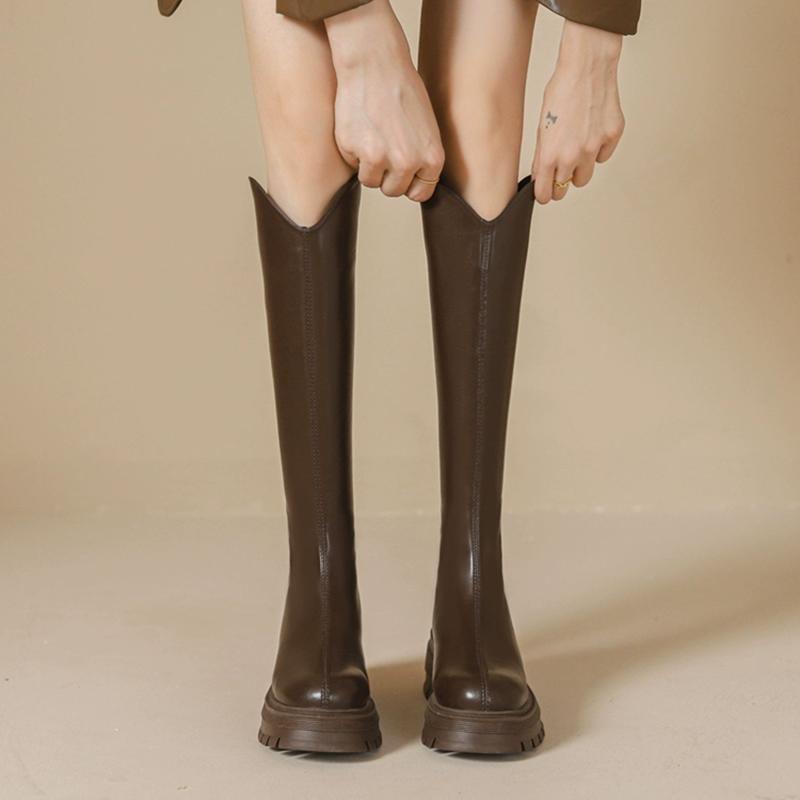 Faux Leather Platform Tall Boots Product Image