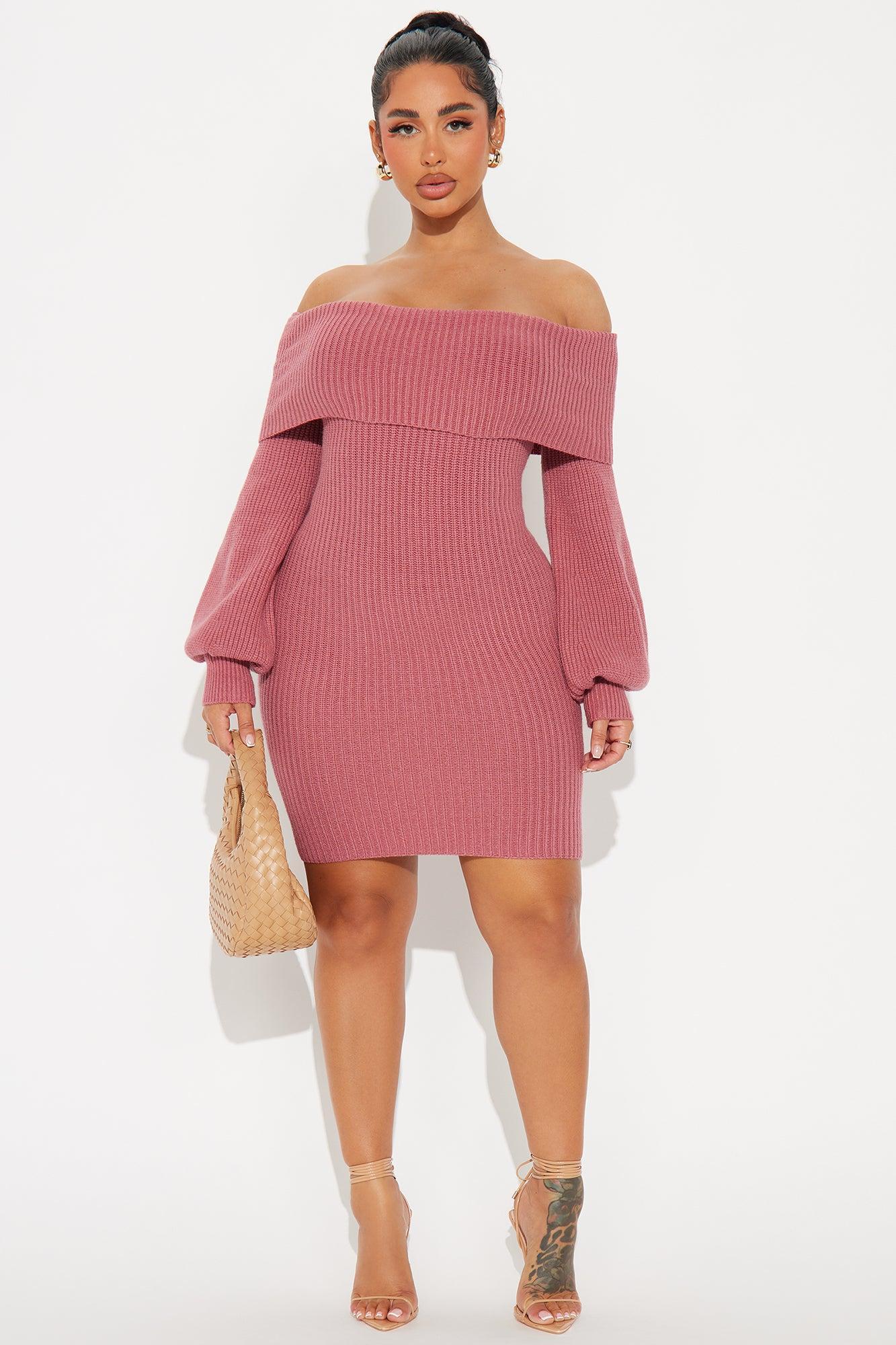 Faith Sweater Mini Dress - Pink Product Image