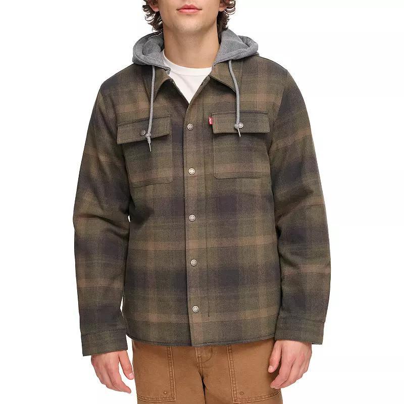 Mens Levis Sherpa-Lined Hooded Shirt Jacket Lt Brown Product Image