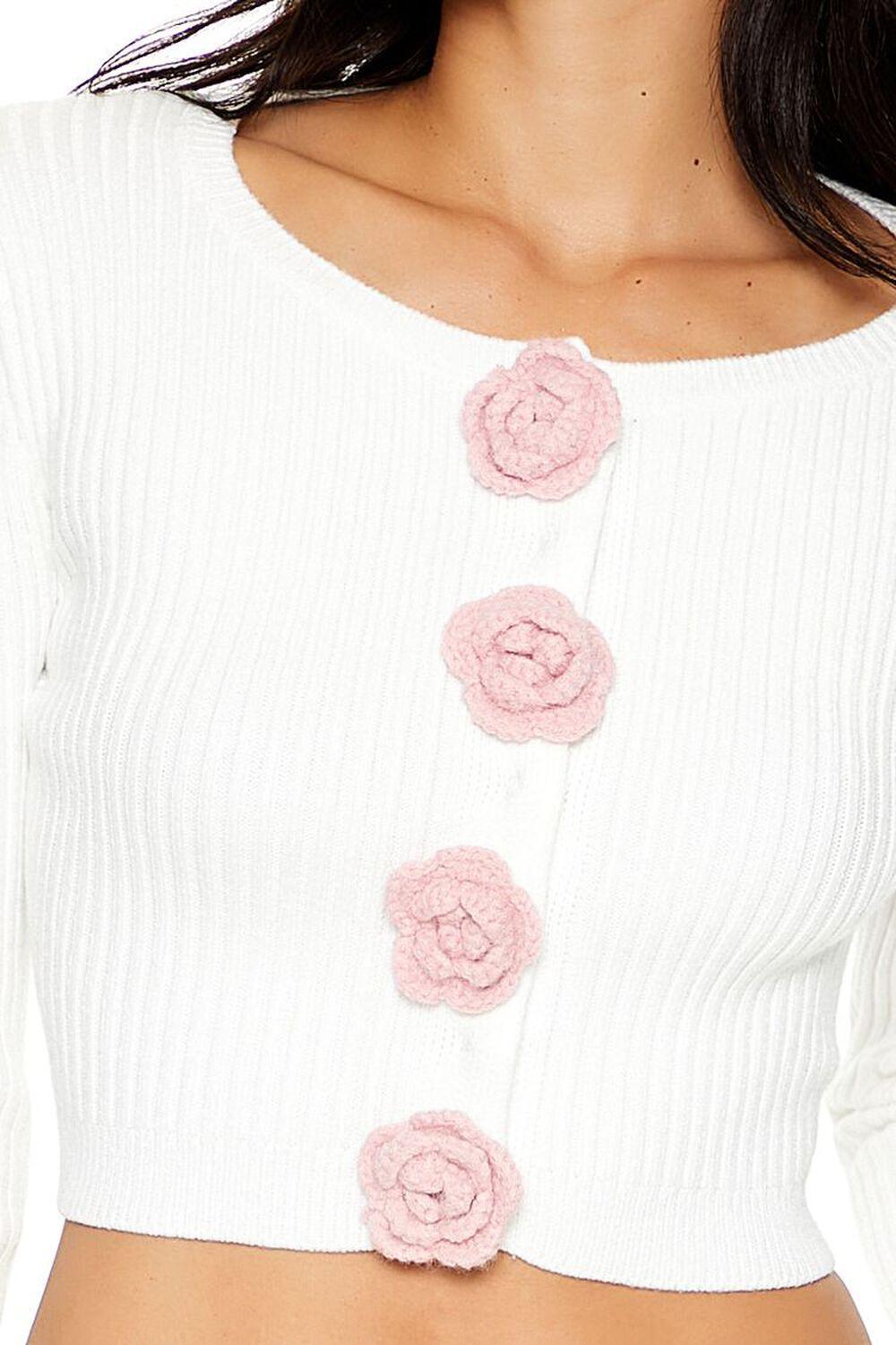 Cropped Rosette Cardigan Sweater | Forever 21 Product Image