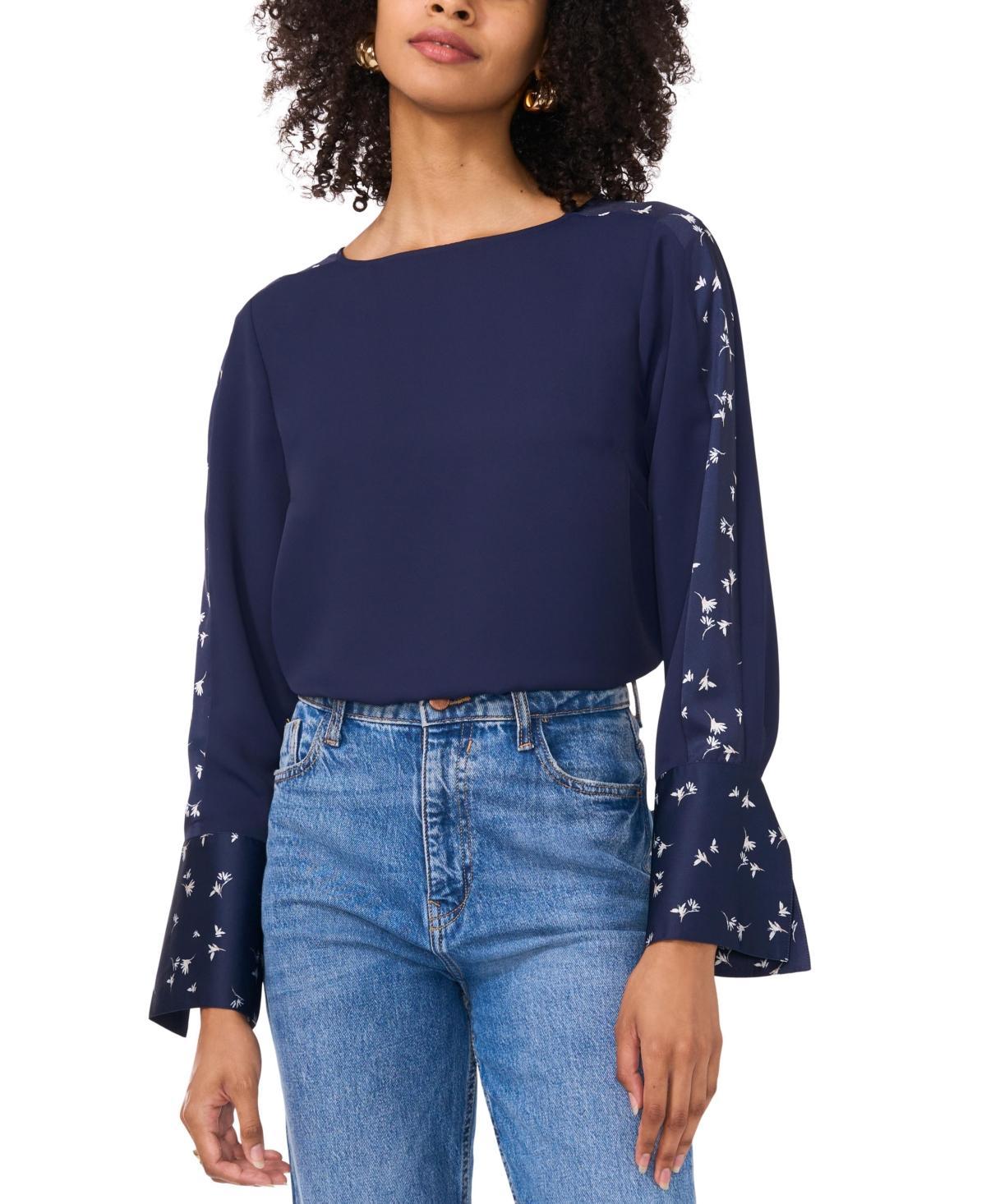 Vince Camuto Womens Mixed-Media Crewneck Top Product Image