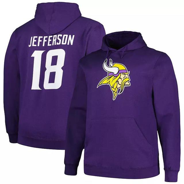 Mens Fanatics Branded Justin Jefferson Minnesota Vikings Big & Tall Fleece Name & Number Pullover Hoodie Product Image