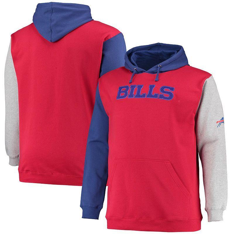 Mens Royal/Red Buffalo Bills Big & Tall Pullover Hoodie Product Image