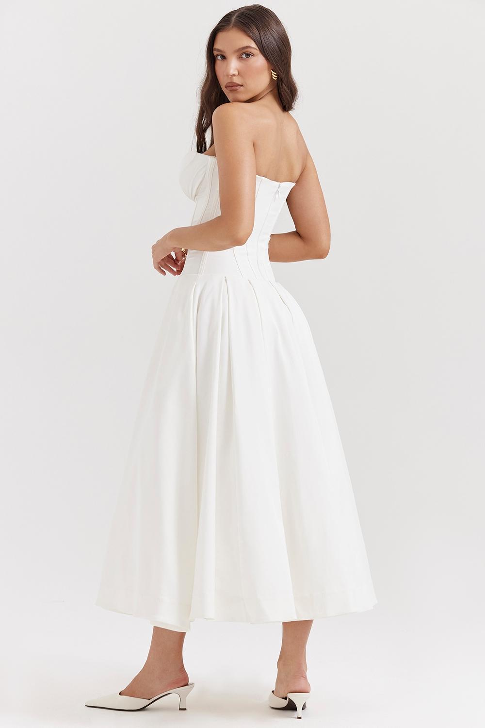 Lady White Strapless Midi Dress Product Image