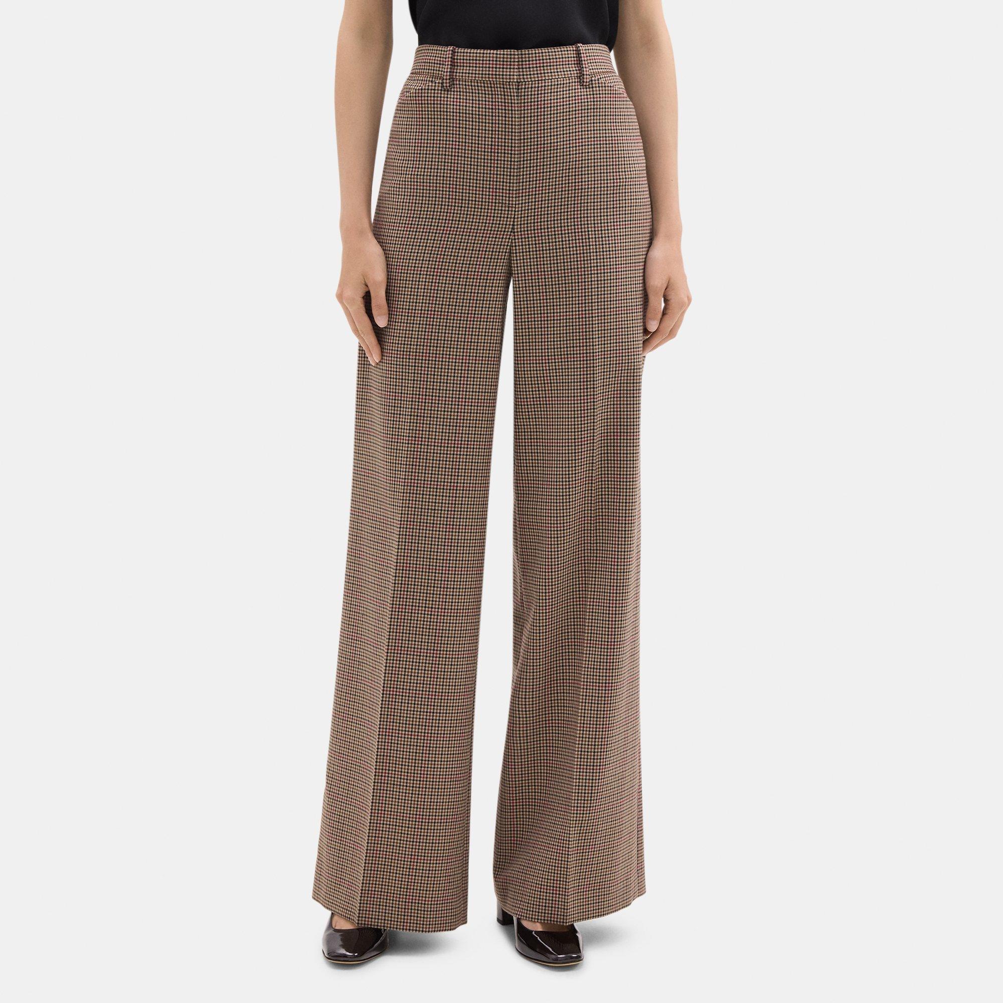 Checked Wool-Blend Straight-Leg Pant | Theory Outlet Product Image