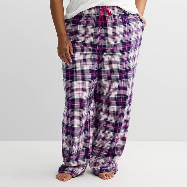 Plus Size Sonoma Goods For Life Flannel Pajama Pants, Womens Purple Black Plaid Product Image