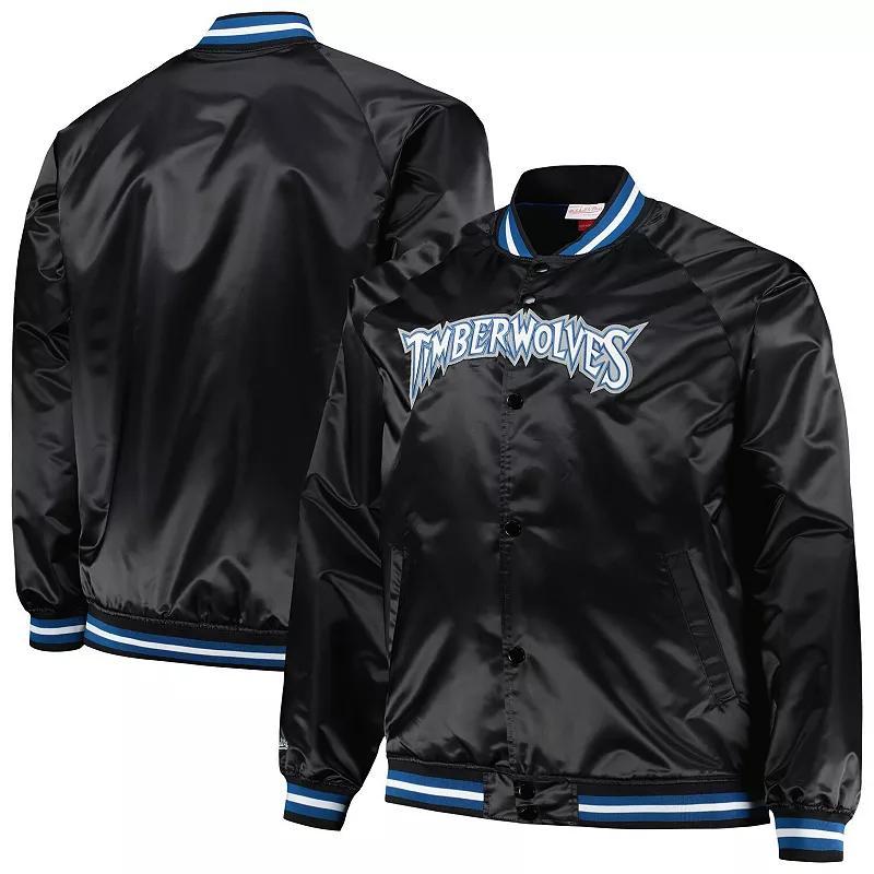 Mens Mitchell & Ness Minnesota Timberwolves Big & Tall Hardwood Classics Wordmark Satin Raglan Full-Zip Jacket Product Image