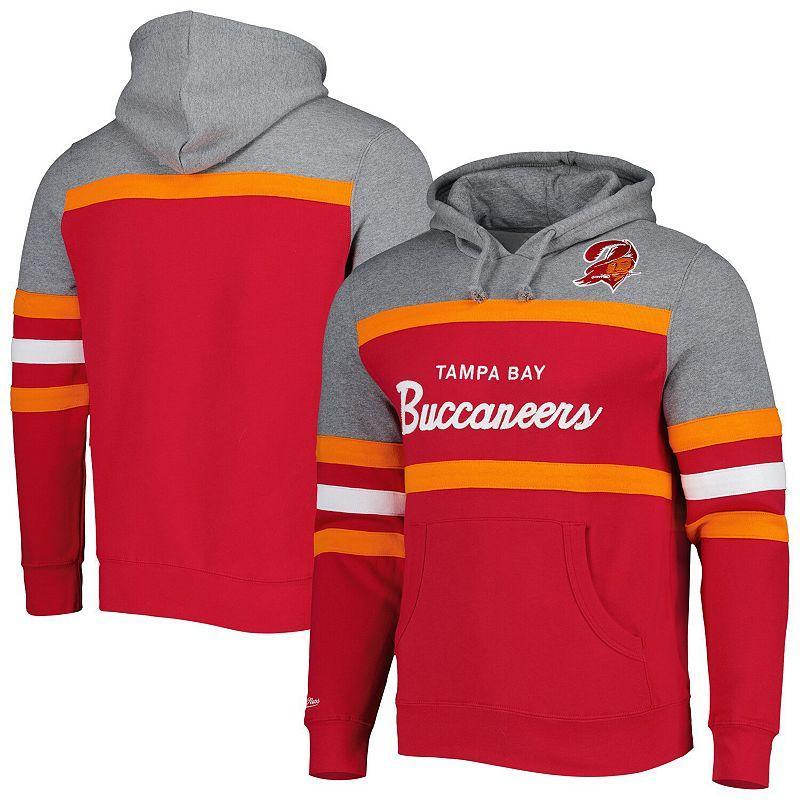 Mens Mitchell & Ness /Heathered Gray Tampa Bay Buccaneers Head Coach Pullover Hoodie Product Image