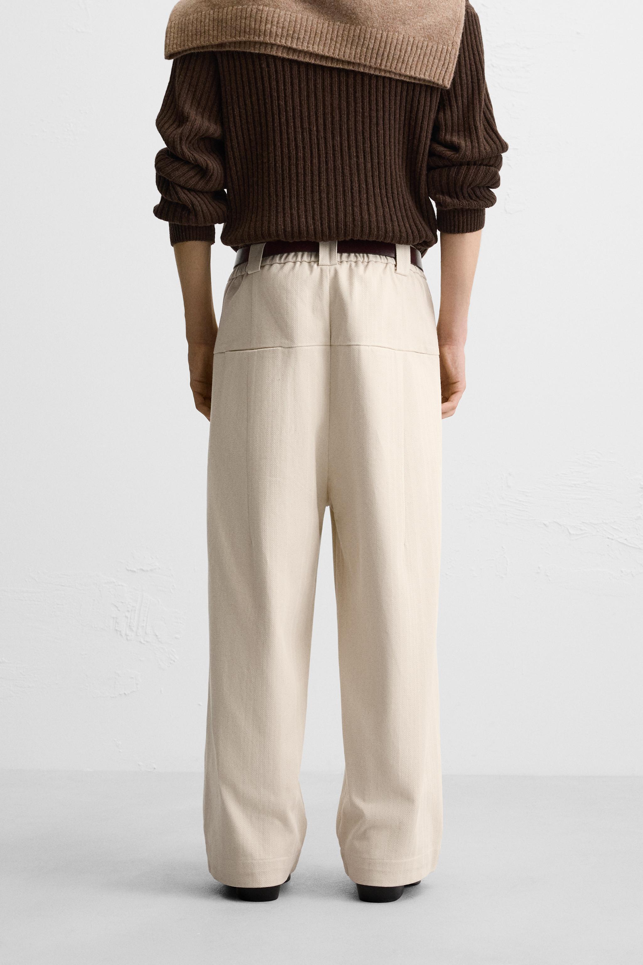 HERRINGBONE WIDE FIT PANTS Product Image