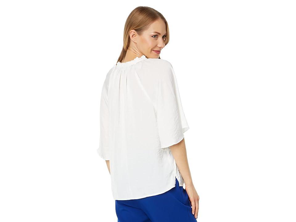 Vince Camuto Split-Neck Blouse with Pleats On Sleeve (New Ivory) Women's Clothing Product Image