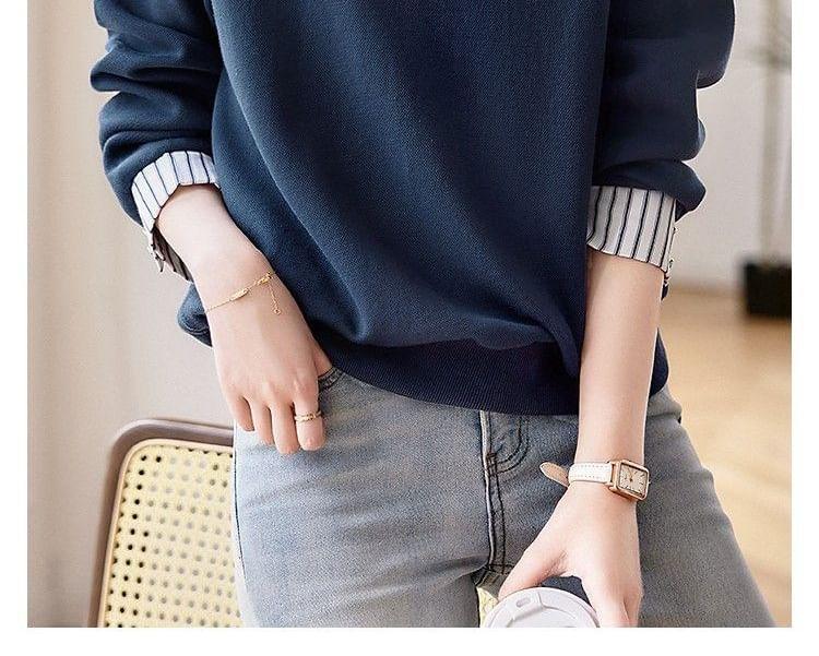 Collared Striped Mock Two Piece Pullover Product Image