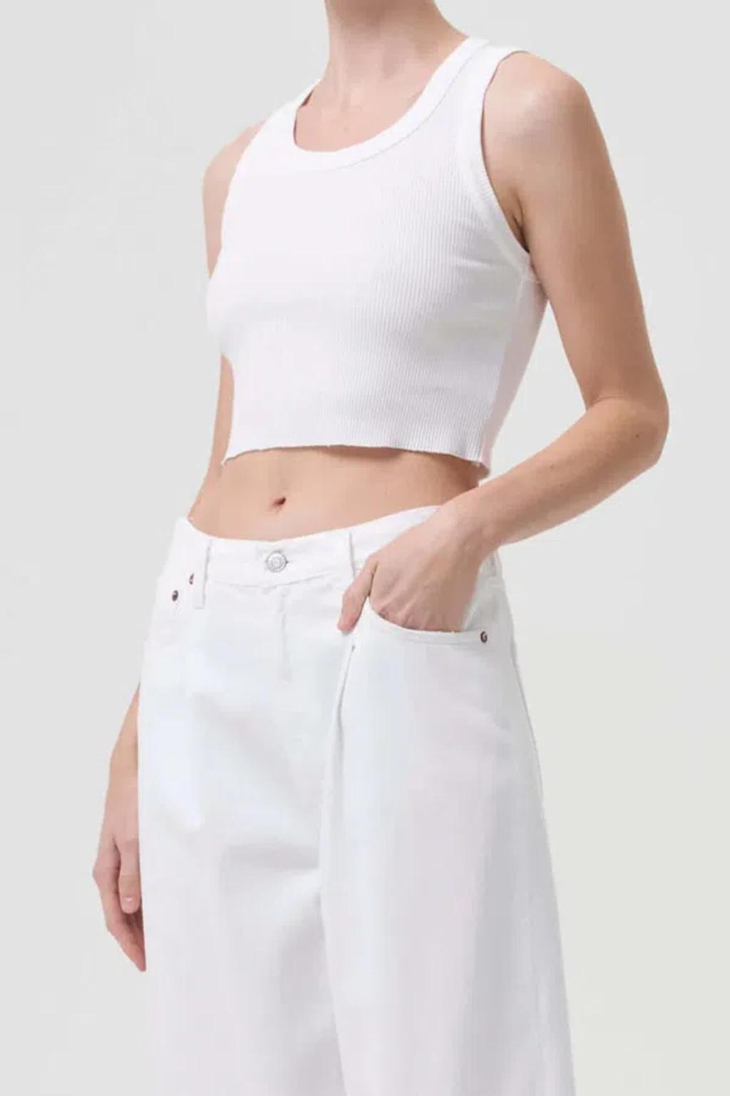 Poppy Cotton-blend Cropped Tank Top In White Product Image