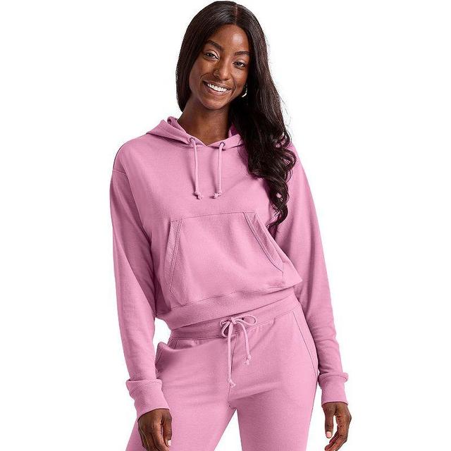 Womens Hanes Cropped Fleece Hoodie Oxford Product Image