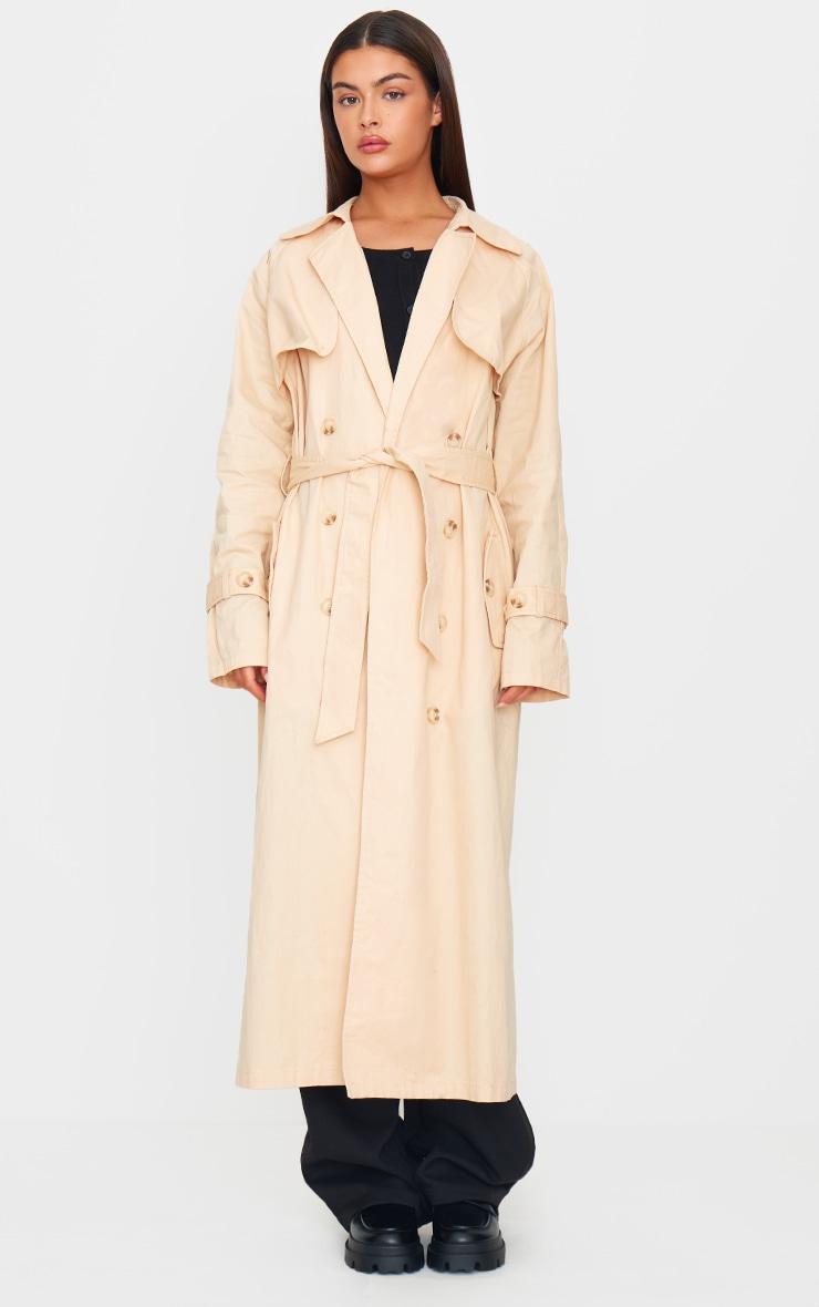 Sand Panel Detail Belted Trench Coat Product Image