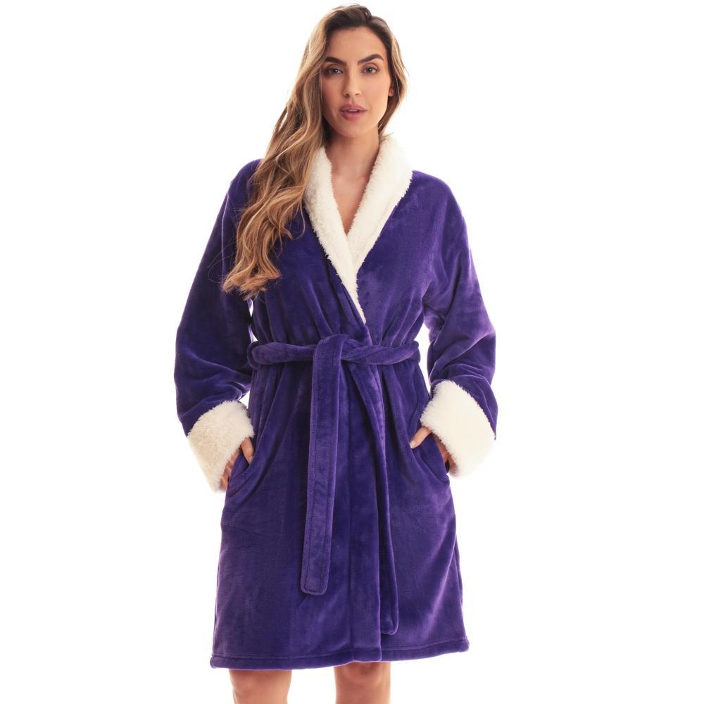 Just Love Womens Plush Solid Robe | Ladies Bathrobe 6947-PUR-XS Product Image