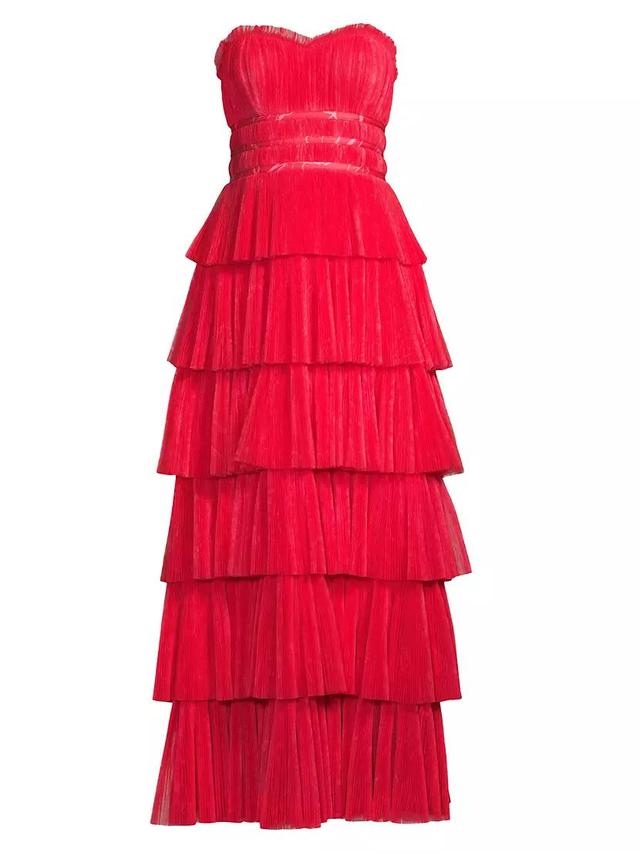 Evi Tulle Ruffled Strapless Gown Product Image