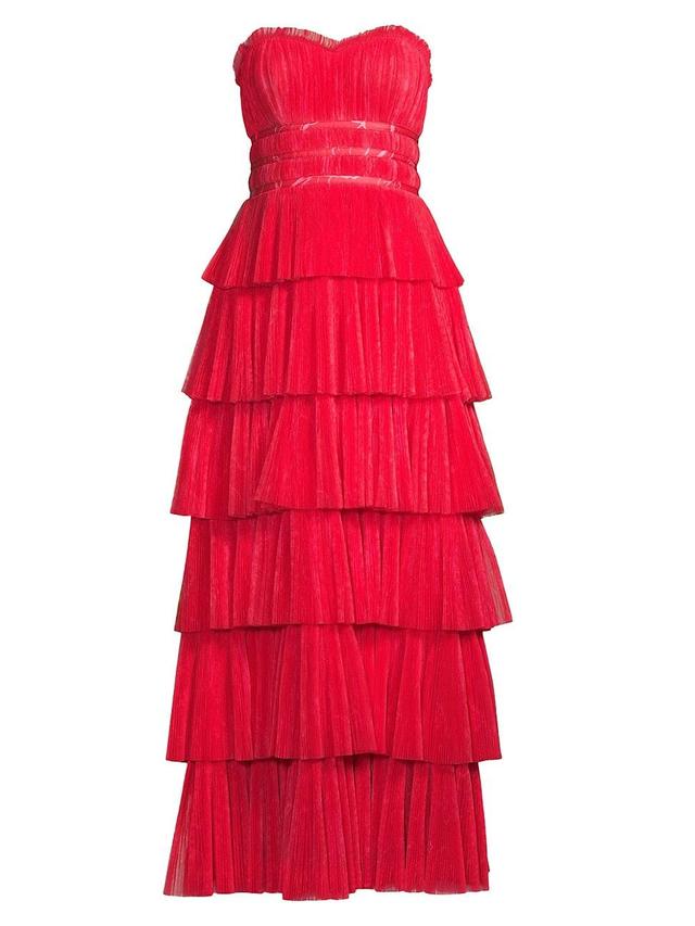 Womens Evi Tulle Ruffled Strapless Gown Product Image