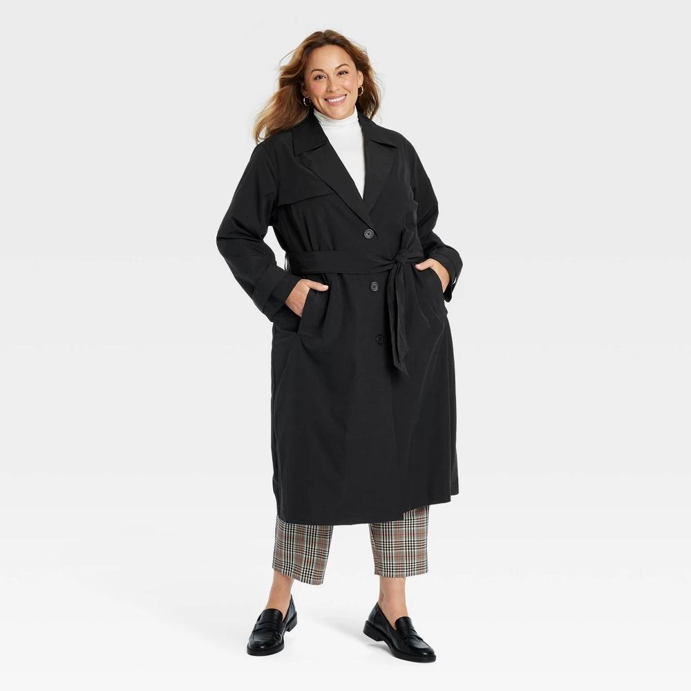 Womens Trench Coat - Ava & Viv Black 1X Product Image