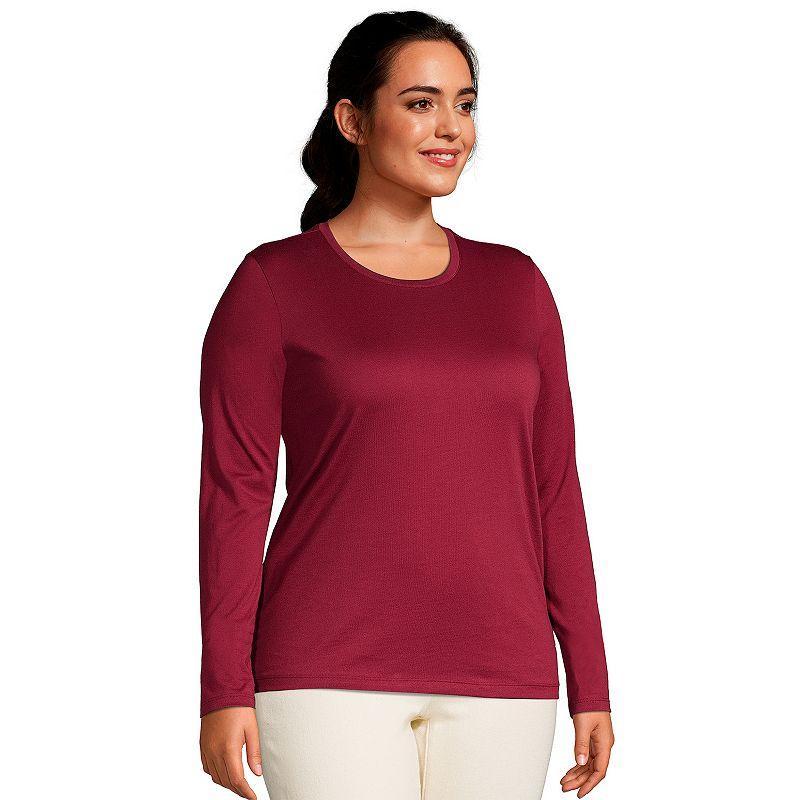 Plus Size Lands End Relaxed Supima Cotton Crewneck Tee, Womens Rich Red Product Image