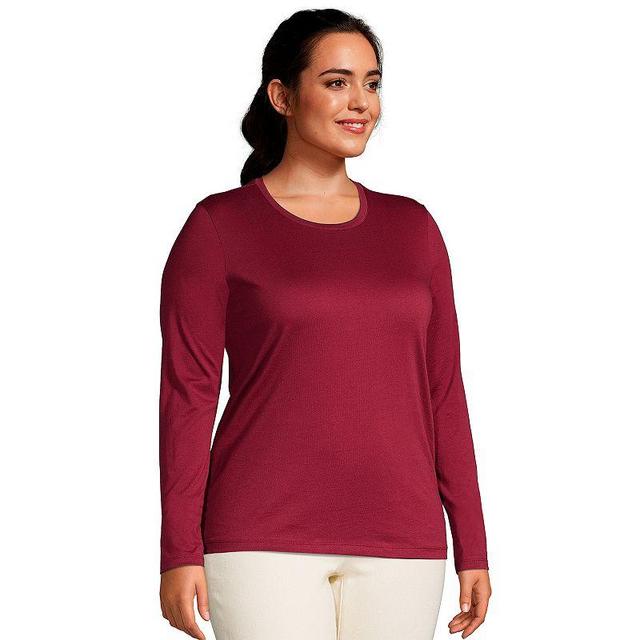 Plus Size Lands End Relaxed Supima Cotton Crewneck Tee, Womens Rich Red Product Image