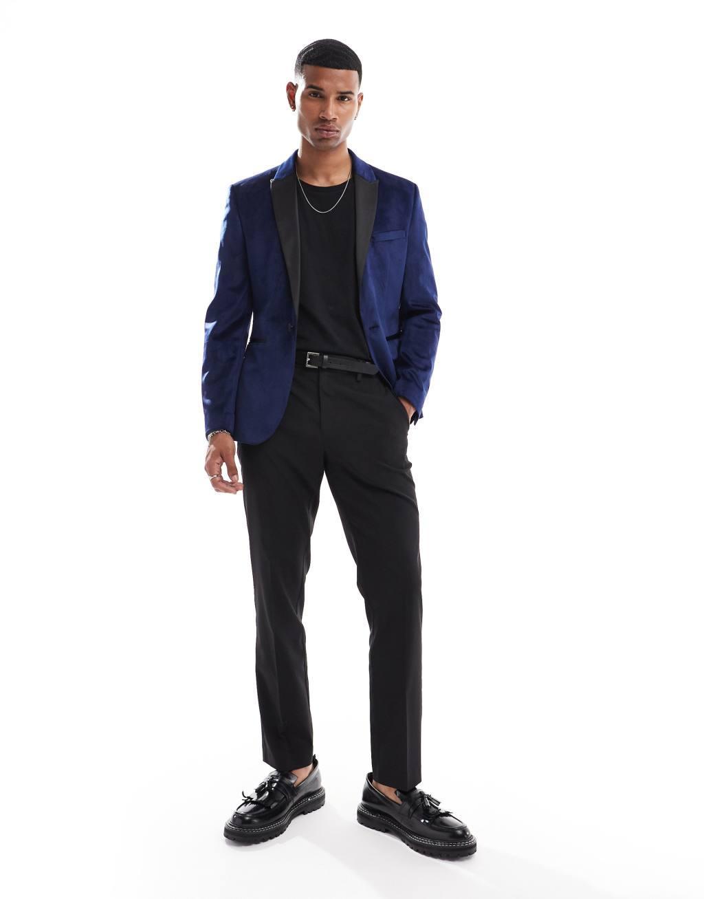 ASOS DESIGN skinny velvet blazer Product Image