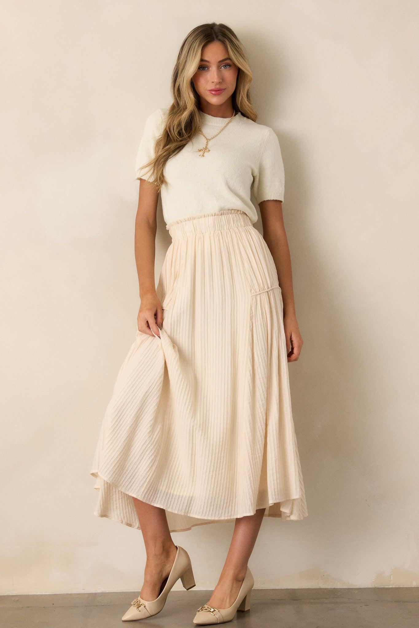 Infinite Allure Beige Maxi Skirt Product Image