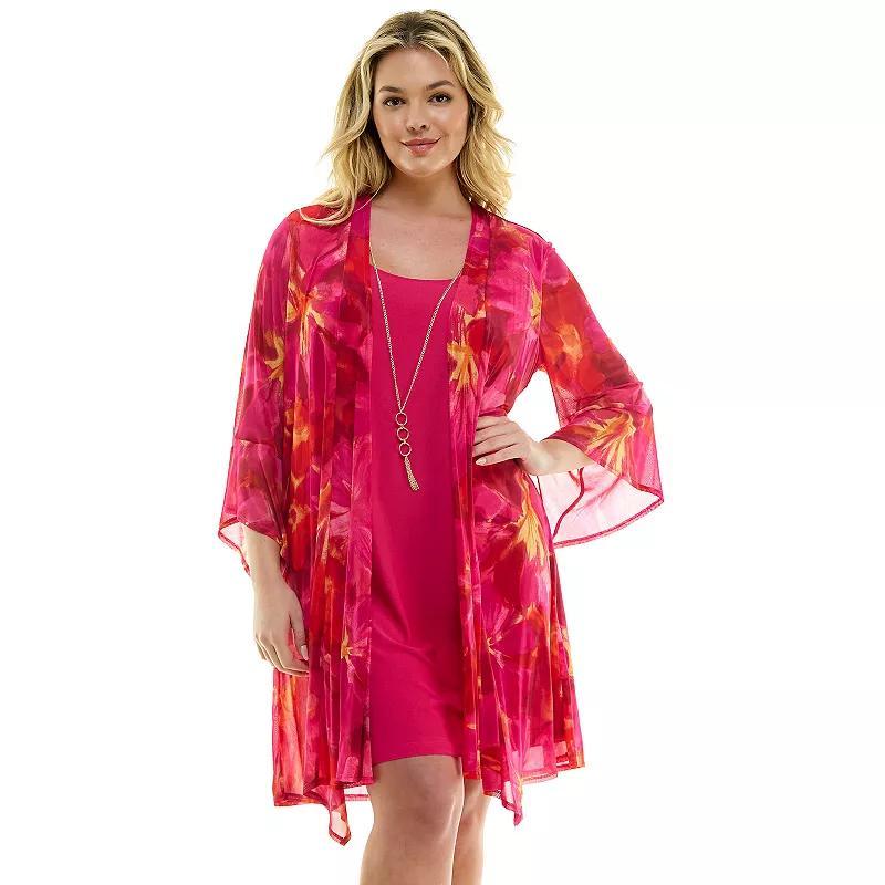 Plus Size Luxology 2-Piece Dress & Cardigan Set, Womens Product Image