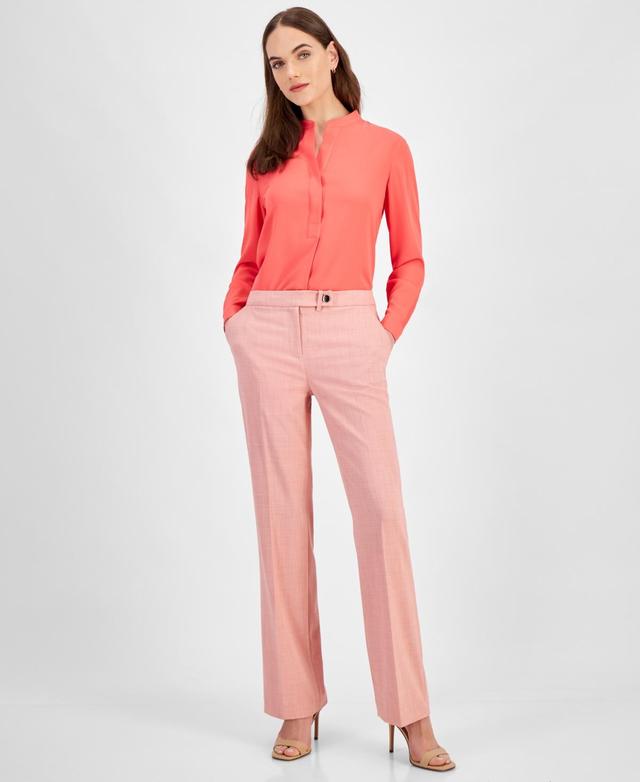 Anne Klein Womens Twill Extended-Tab Mid Rise Pants - Red Pear Product Image