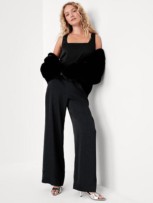 High-Waisted Satin Super Wide-Leg Pants Product Image