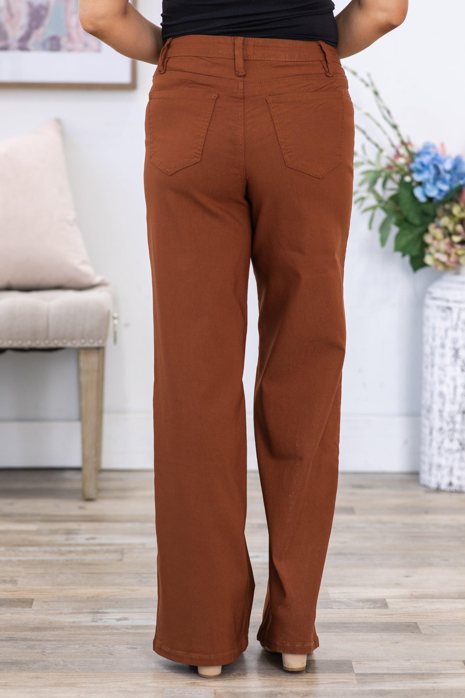 YMI Cognac Hyperstretch Wide Leg Pants Product Image