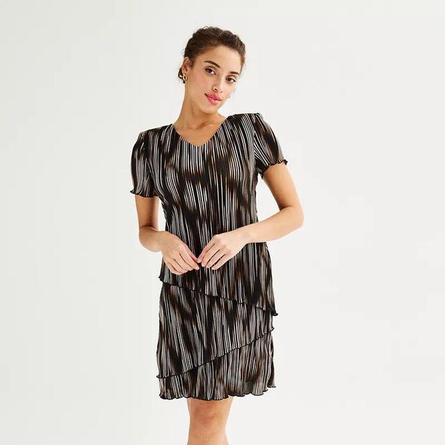 Womens Connected Apparel V-Neck Tiered Mini Dress Product Image