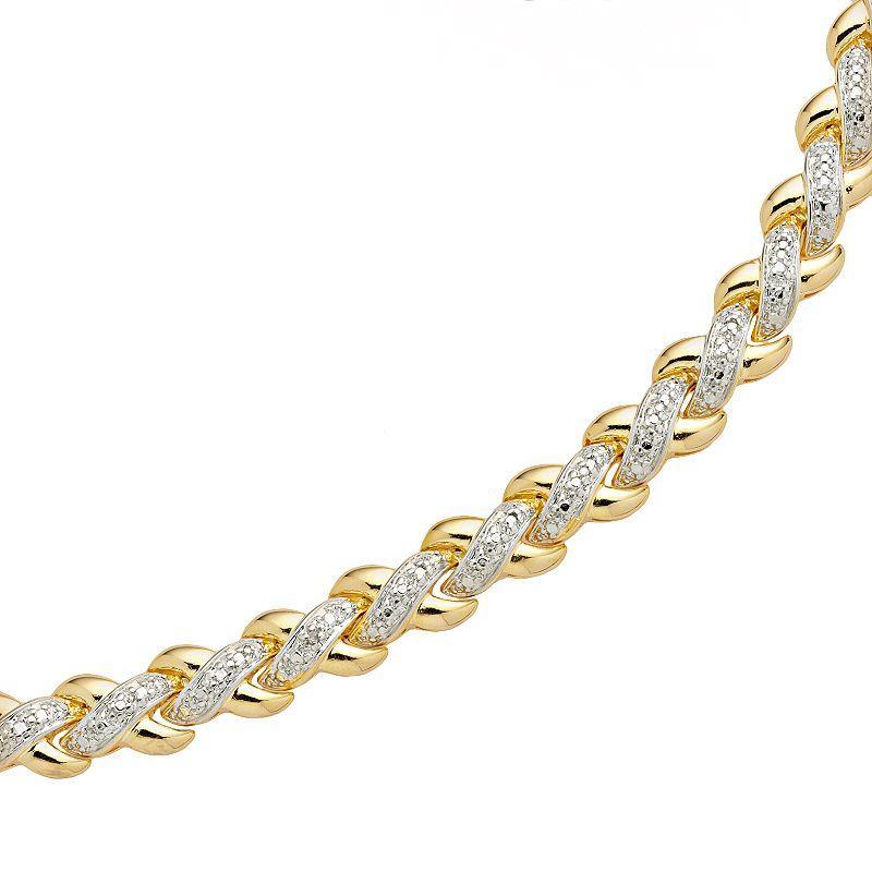 18k Gold Plated Diamond Accent X Link Bracelet, Womens, White Product Image