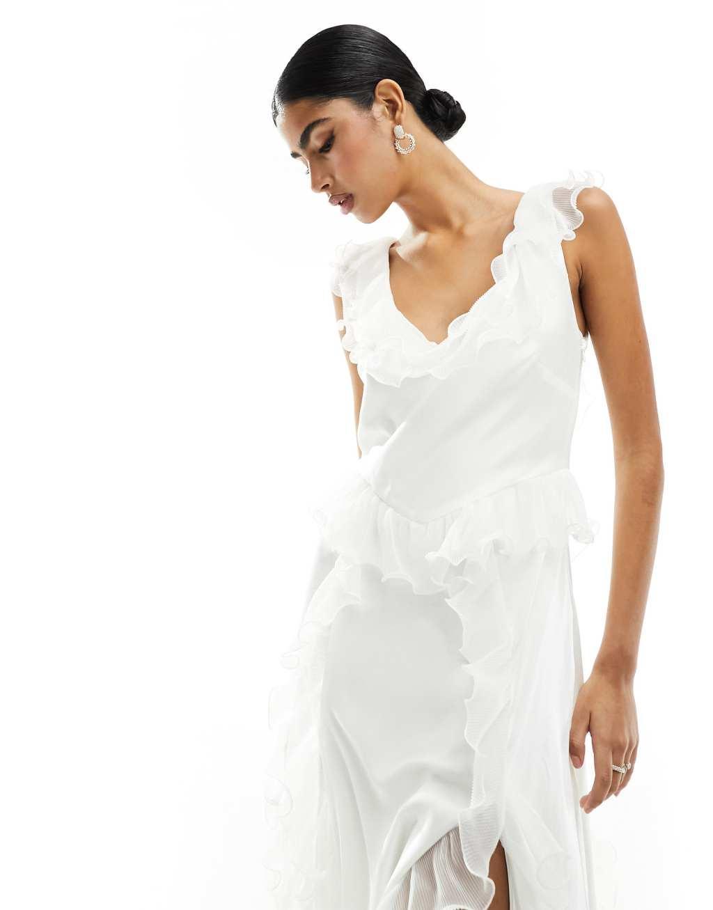 Ever New Bridal ruffle maxi dress in ivory Product Image