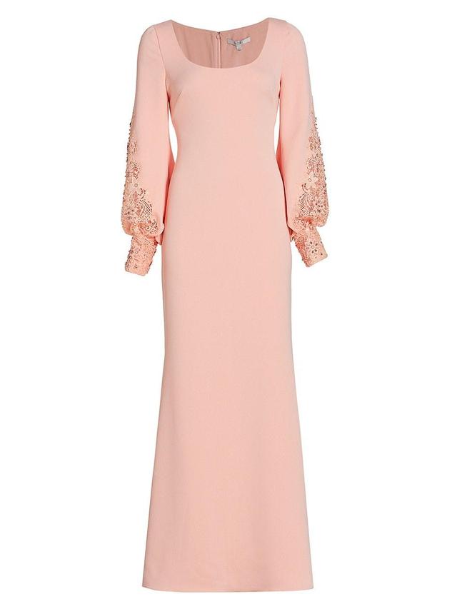 Womens Lace-Sleeve Scoopneck Gown Product Image