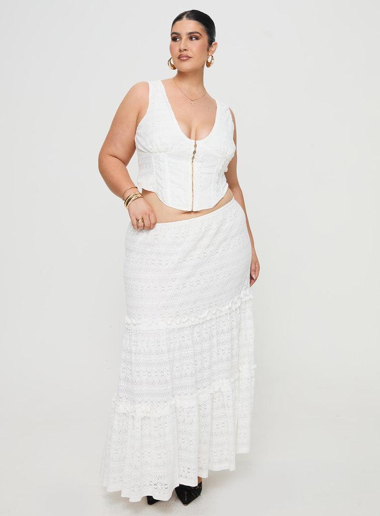 Buttacupe Lace Maxi Skirt White Curve Product Image