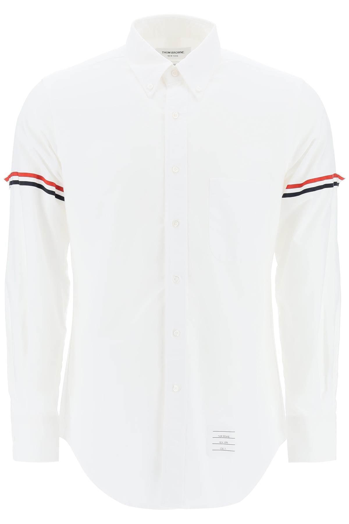 THOM BROWNE Oxford Button-down Shirt With Rwb Armbands Men In White Product Image