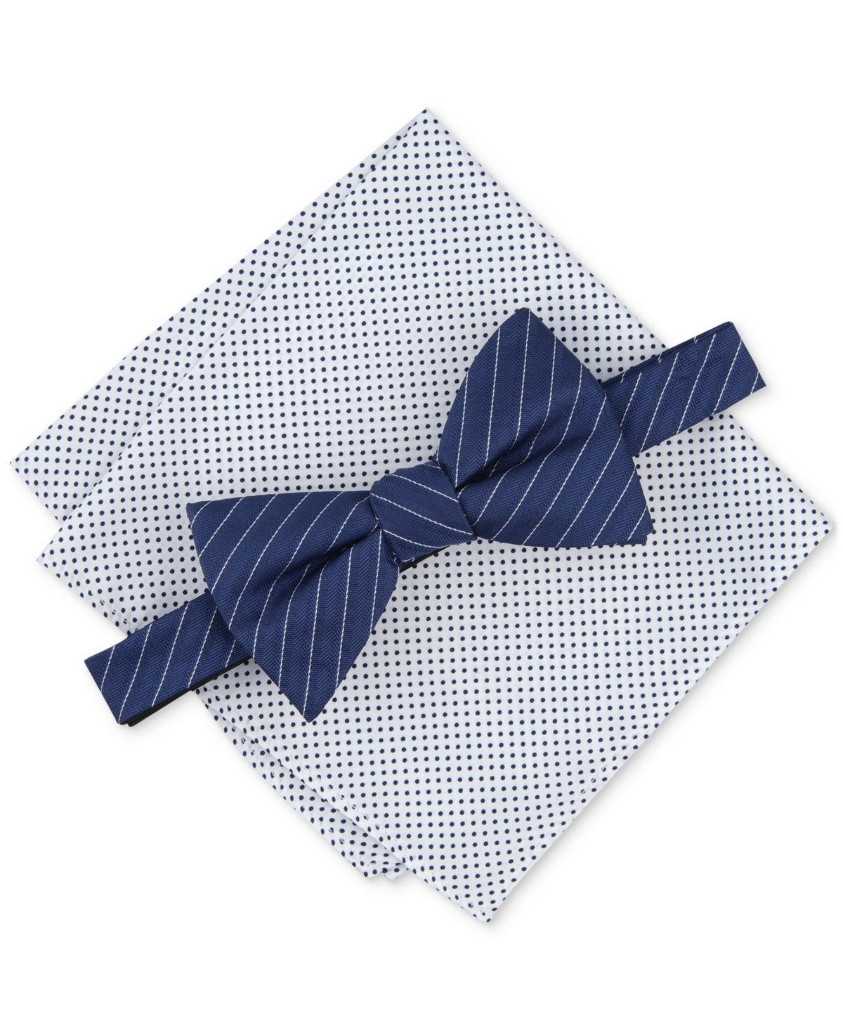 Alfani Mens Ozark Stripe Bow Tie & Dot Pocket Square Set, Created for Macys Product Image