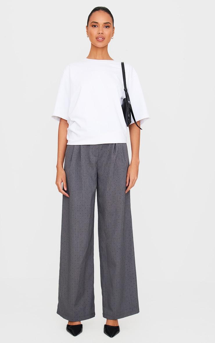 Charcoal Hotfix Tailored Wide Leg Pants Product Image