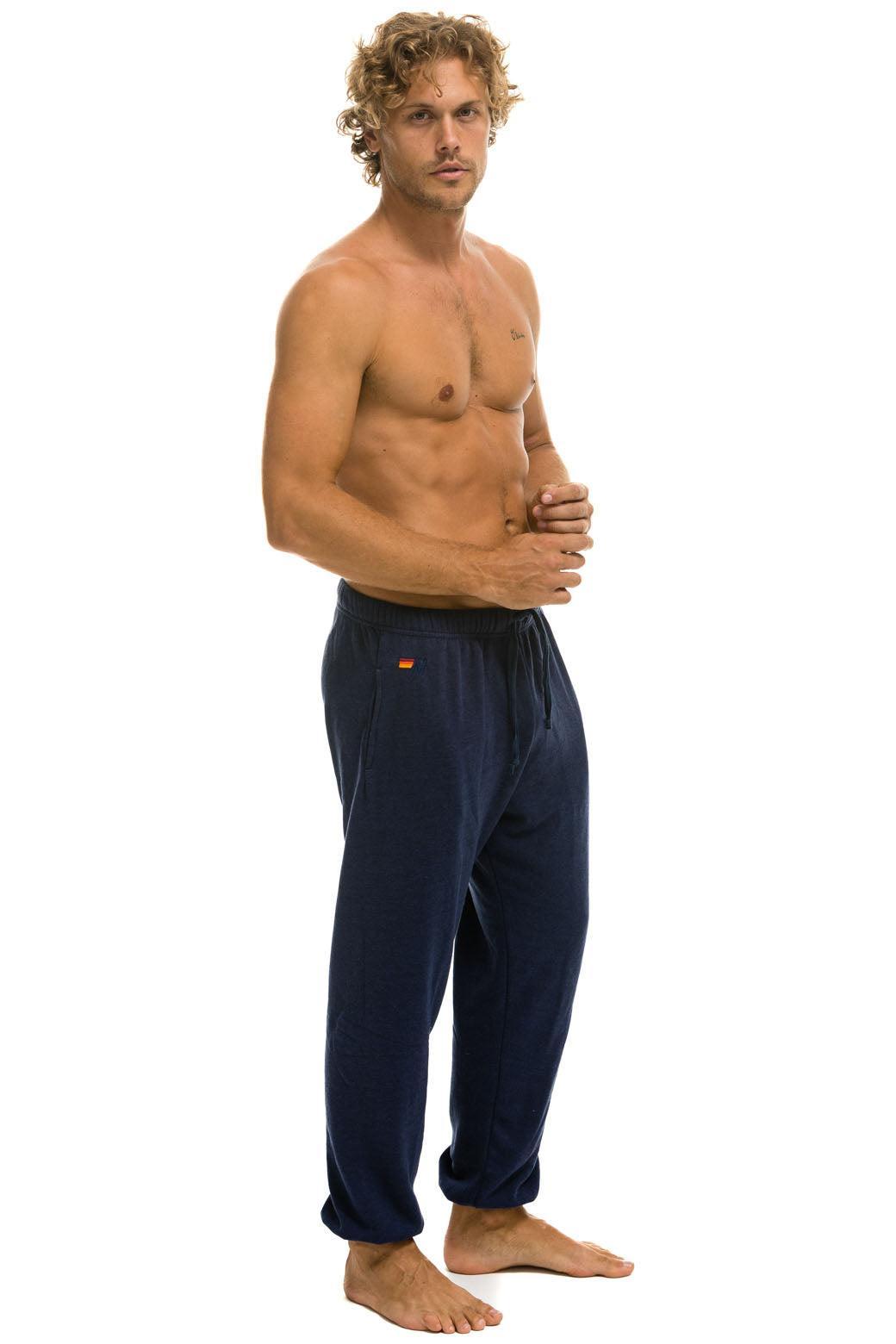 5 STRIPE SWEATPANTS - NAVY Male Product Image