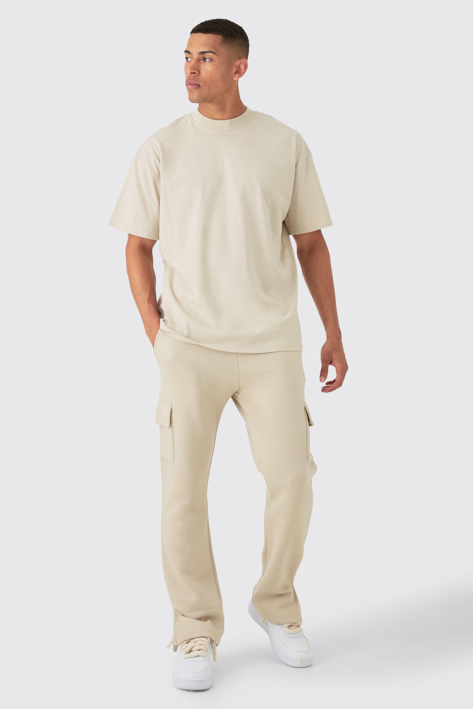 Man Signature Oversized Tshirt And Cargo Sweatpants Set | boohooMAN USA product image