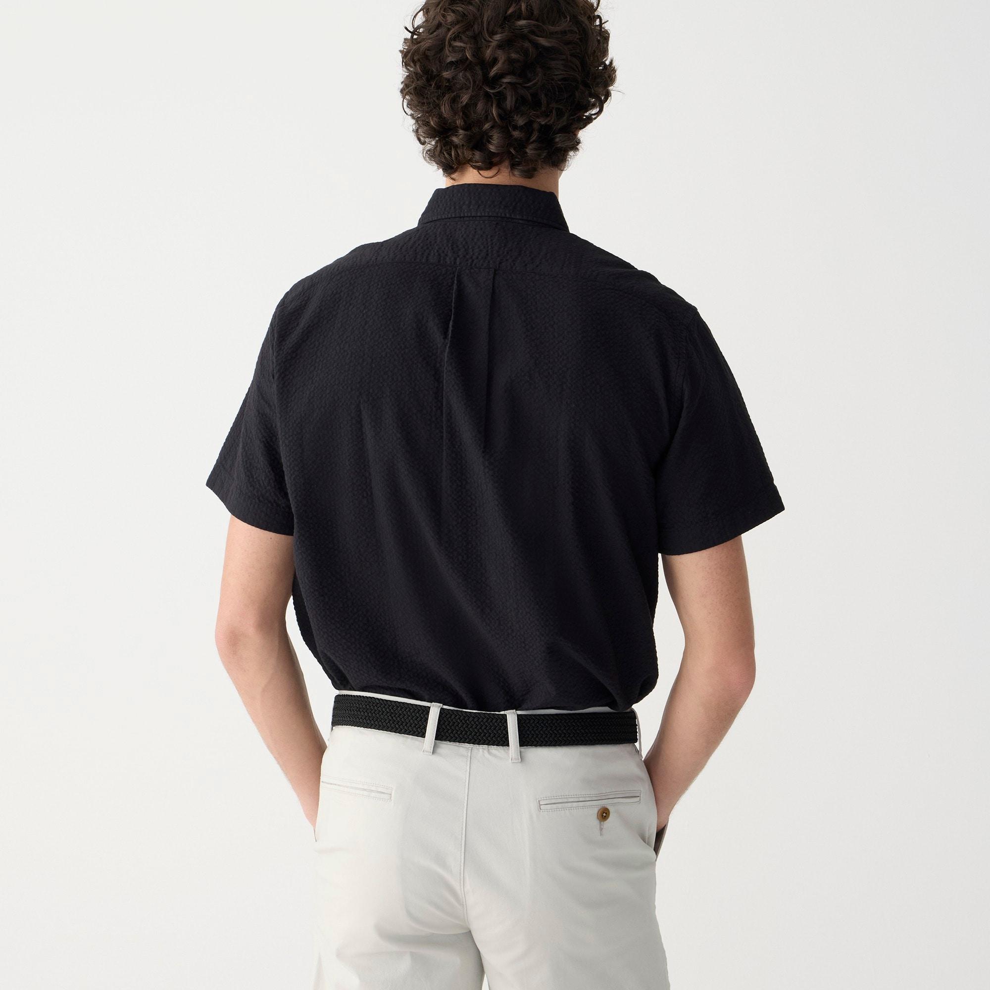 Short-sleeve garment-dyed seersucker shirt Product Image