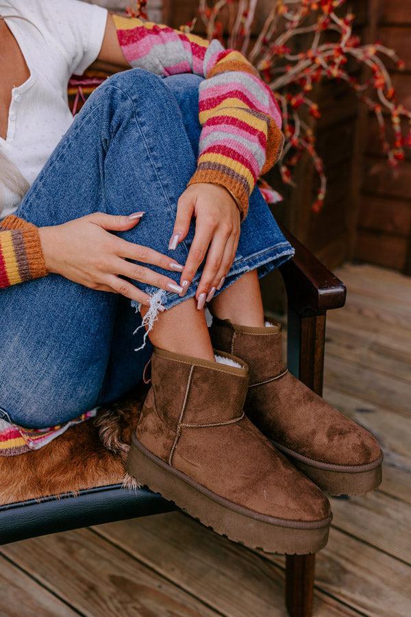 The Arabella Faux Suede Platform Boot In Chestnut Product Image